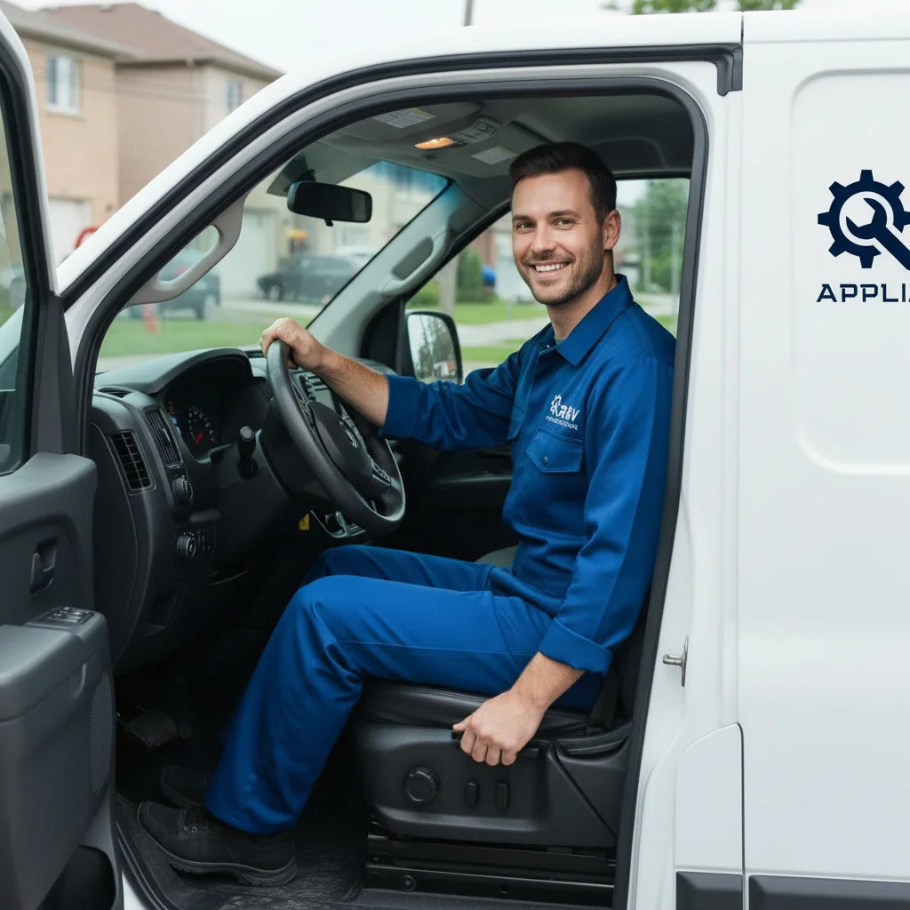 R and V Appliances Repair service van on the way to a Mississauga appointment